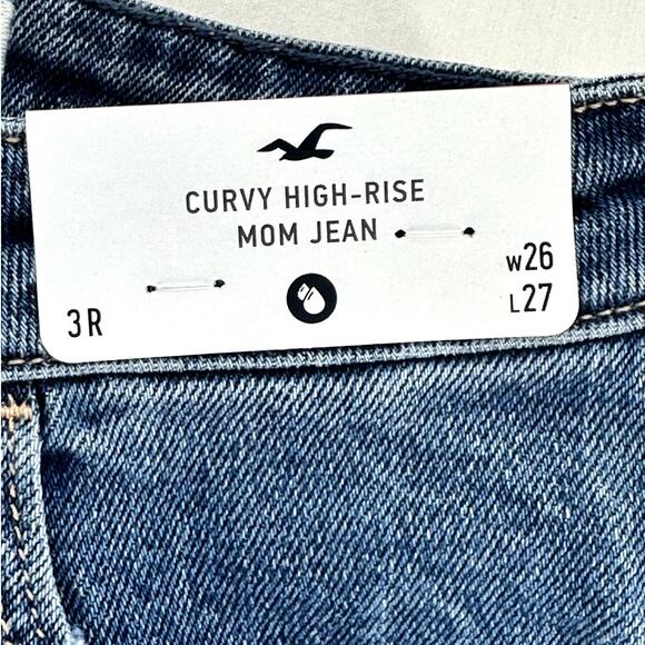 NWT Hollister Two-Toned Curvy High-Rise Mom Jeans Size 3R/W26 with Raw Hem - Picture 7 of 9